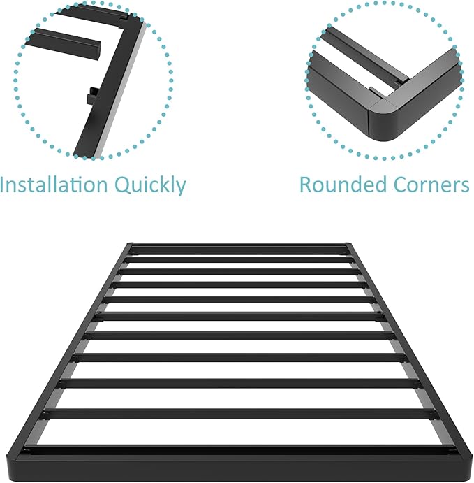 Upcanso Twin Box Spring Bed Base 2 Inch, Low Profile Metal Boxspring Twin Bunkie Board 2 Inch, 2000 Lbs Max Weight Capacity Mattress Foundation, Noise-Free, Easy Assembly