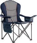 Foristrail Large Camping Chair with Side Table Heavy Duty 500LBS - Folding Outdoor Chair with Cooler Bag (Blue & Gray, 1 PCS)