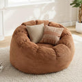 LukeAlon Corduroy Bean Bag Chair with Filler & Petal Armrest - Fluffy Floor Sofa Chair for Adults, 44"×44"×26" - Cozy Seating for Bedroom, Living Room, Game Room (Brown)