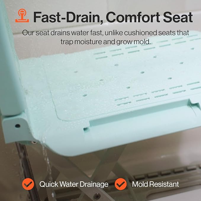 SuperHandy Portable Floor & Bath Lift – 26V 51.8Wh Battery, Lightweight 19 lbs, Foldable, 330 lb Capacity, IP68 Waterproof Lift for Seniors, Ergonomic Seat with Removable Panels (Aqua Blue)