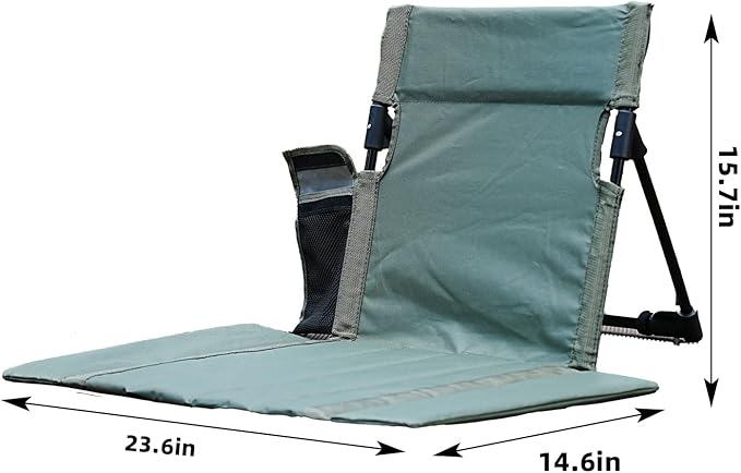 Extra large folding camping backrest with cup holder,Lightweight portable outdoor large chair for beach, park, lawn, and travel,Aluminum frame, comfortable & durable lazy backrest (Olive Green)