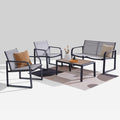 Litpony Aluminum Outdoor Patio Conversation Set, 4 Pieces Patio Furniture Sets with Breathable Textilene with Loveseat,Table and Chairs for Yard,Balcony,Grey