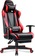 GTPLAYER Gaming Chair with Footrest, Ergonomic Computer Game Desk Chair, Reclining Game Chair Seat Height Adjustment, Swivel Rocker with Headrest and Lumbar (Red)