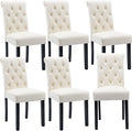chairus Dining Chairs Set of 6 Mid Century Modern Living Room Chairs with Button Tufted High Back PU Leather Armless Chair Comfy Upholstered Side Chairs for Kitchen/Restaurant/Bedroom, Cream White