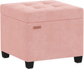 ABHENG 17.7 inches Velvet turfed Ottomans Cube with Storage, Metal-Framed Square Storage Ottoman Foot Rest Stool Holds 770 LB for Dorm Living Room Bedroom Pink UASND64P
