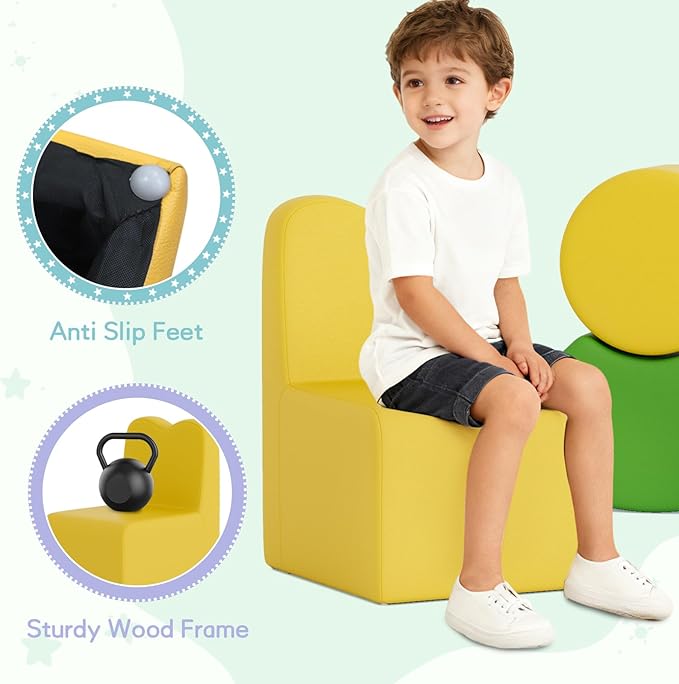 UMOMO MX-01 10 PCS Kids Sofa Set, Daycares Chairs for Toddlers Activities, Colorful Modular Flexible Seating Set for Home Preschool Playroom