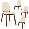 Giantex Wooden Dining Chairs Set of 4, Linen Fabric Upholstered Dining Room Chairs w/Rubber Wood Frame, Padded Seat, Curved Back, Mid-Century Modern Kitchen Side Chair for Home Living Room