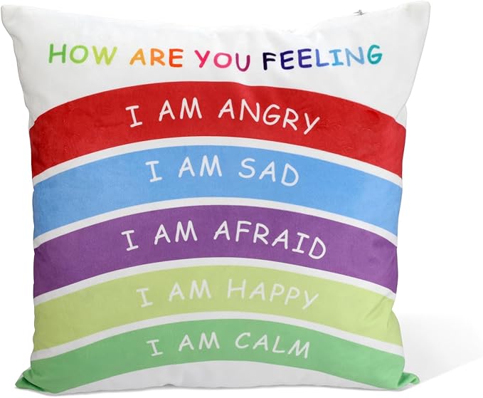 B BBPM How are You Feeling- Boho Rainbow Counseling Office Must Haves Throw Pillow Covers Calming Corner Mental Health Pillow for Kids Classroom Decor Calm Down Corner 18x18 Inch Pillowcase