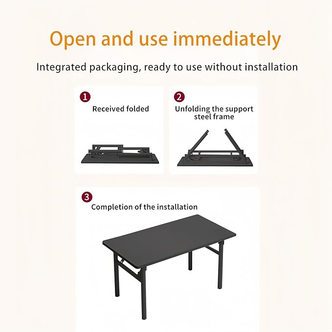 Folding Desk, 31.5" Foldable Desk for Small Spaces - Space Saving Folding Computer Desk, Portable Compact Design for Home Office, Bedroom, Dorm & Apartment, No Assembly Required