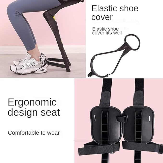 Adjustable Wearable Invisible Chair, Exoskeleton Seat for Camping, Portable Folding Stool with 5 Heights, Lightweight Human Support Chair for Outdoor Activities