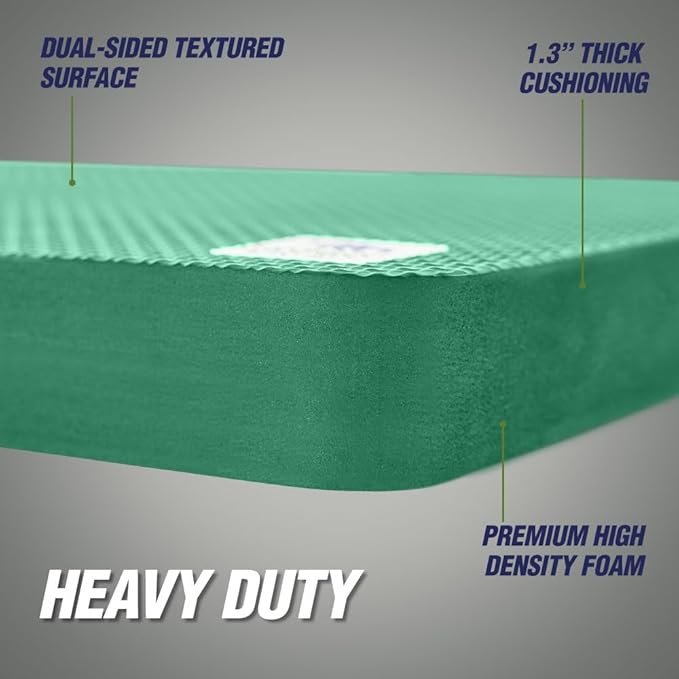 Rugged Rhino Heavy Duty Patent Pending Kneeling Pad, Shock Absorbent Thick Knee Pads, Holds Up to 300 lbs, Protect Knees from Hard Concrete Surfaces, for Mechanics, Yard Gardening, Gym, Pine Green