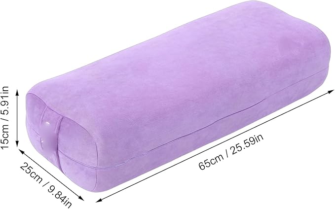 SPYMINNPOO Yoga Bolster, Meditation Cushion & Floor Pillow with 3 Layer Support, Washable Velvet Cover & Carry Handle (Purple)