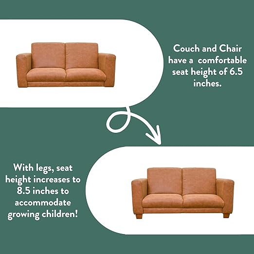 Children's Factory As We Grow Modern Flexible Seating Set, Flexible Seating for Classroom Elementary, Adjustible Kids Couch for Playrooms and Daycares, Faux Distressed Leather Brown