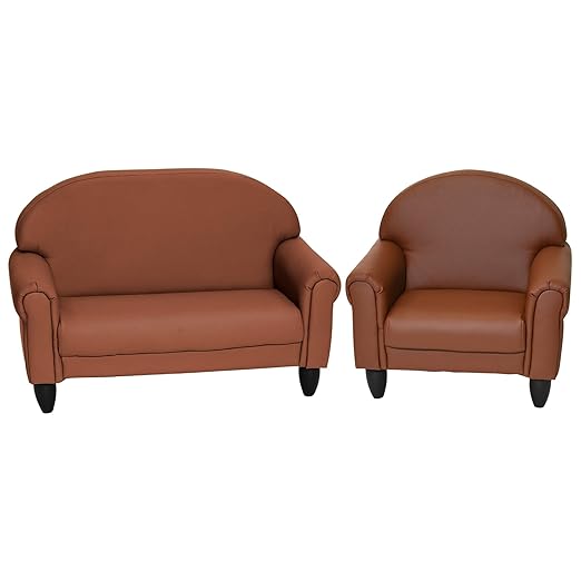 Children's Factory As We Grow Chair and Couch, Flexible Seating for Daycare or Preschool, Kids Reading Couch, Playroom Furniture, Walnut