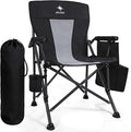 XL Premium Camping Chair - 400lb Capacity, Oversized 23.7" Wide Seat, Heavy Duty 600D Oxford Fabric, Padded Camping Chair Portable for Outdoor, Beach, Tailgate Parties Black/Gray