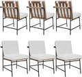 DUOMAY Mid-Century Modern Dining Chairs Set of 6, Sherpa Upholstered Side Chair with Rear Handle, Armless Chair with Metal Legs for Kitchen Dining Room Living Room Vanity, White