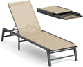 FHVIT Chaise Lounge Chair Outdoor Aluminum Patio Lounge Chair with 5 Adjustable Positions Folding Pool Lounge Chairs Assemble-Free Beach Lounge Chair for Patio, Pool, Indoor and Outdoor Flaxen
