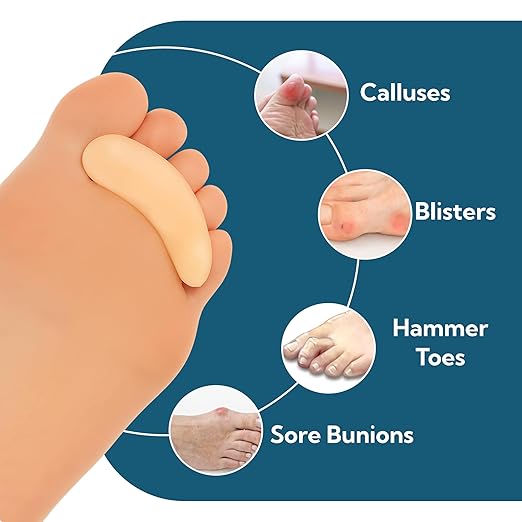 Dr. J's One Step Shop Hammertoe Relief Pads – Podiatrist Recommended Silicone Supports for Alignment and Offloading – 3 Pairs (6-Pack) Soft Gel Cushions for Mallet, Claw, and Bent Toes – Unisex Foot Support