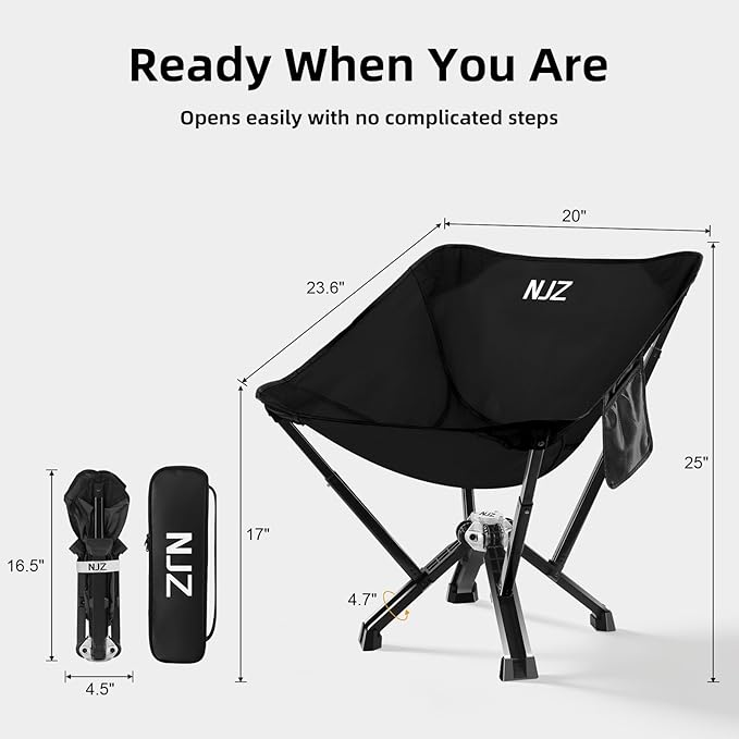 NJZ Folding Outdoor Chair — Easy Outdoor Comfort, Simple One-Piece Design, Stable Aluminum Frame, Relaxed Seating for Backyard, Camping & Everyday Use