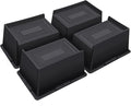 ANNKUT Bed Risers 4 Inch Heavy Duty,Oversized Couch Risers, Extra Wide Furniture Risers for Sofa Table Desk Headboard Chair Lifting,Rectangle Risering Blocks Support 6000 lbs(4 Pack Black)