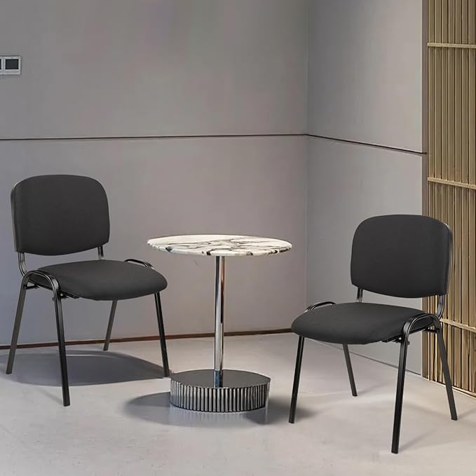 CLATINA Stackable Waiting Room Chairs Fabric Black Reception Chair Metal with Thickened Seat Back Cushion for Waiting Conference Room Guest Chairs(1 Pack)