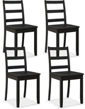 Giantex Wood Dining Chairs Set of 4 Black- Wooden Armless Kitchen Chairs with Solid Rubber Wood Legs, Non-Slip Foot Pads, Max Load 400 Lbs, Farmhouse Style High Ladder Back Wooden Dining Room Chairs