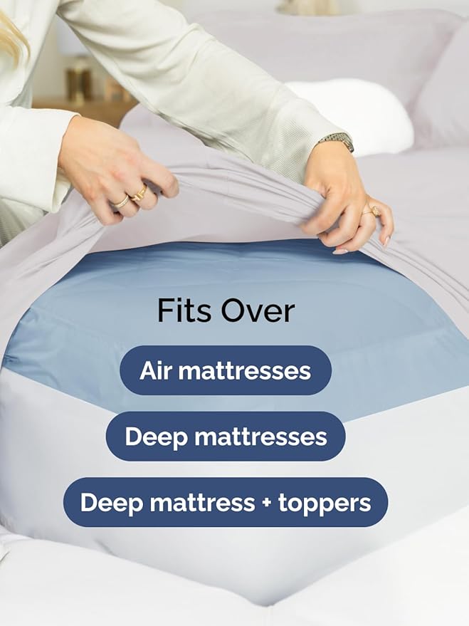 Extra Deep Pocket Queen Sheet Set - 4 Piece Breathable & Cooling Bed Sheets - Hotel Luxury Sheet Set - Soft, Wrinkle Free & Comfy - Easily Fits Extra Deep Mattresses - Deep Pocket French Grey Sheets