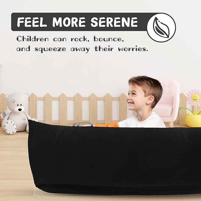 XLYLKS Peapod Sensory Chair 60", Inflatable Autism Sensory Pod - Provide Sensory Relief Therapy for Children 3+ with Special Needs, Games and Reading Loungers, Includes Air Pump (Black)