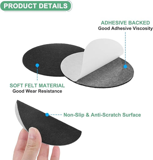 20-Pack Lamp Base Felt, 4 Inch Dia. 2mm Thick Self Adhesive Round Fabric Felt Pads for Lamp/Furniture/DIY, Non-Slip Fiber Backed Patch Circles with Adhesive Backing [Black]