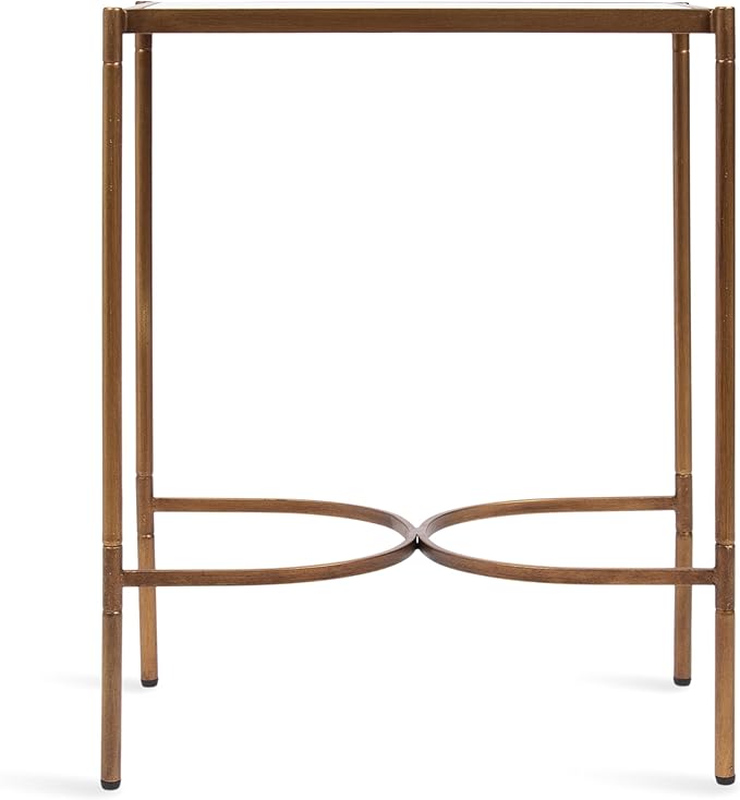 Kate and Laurel Catriona Modern Glam Metal Skinny Side Table, 19 x 11 x 24, Gold, Rectangular Slim Living Room End Table with Unique Geometric Base for Use as Bedroom Accent or Entryway Decor
