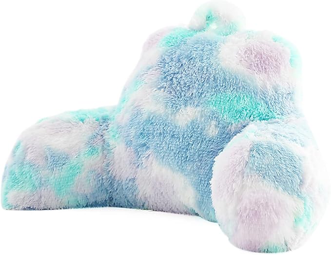 Jillche Bed Stylish Ross Fur Adults & Kids Reading Pillow, Cozy Soft Bed Wedge Pillow with Premium Stuffing, Pastel Back Support Pillow Gift, Sit up Bolster Pillow with Arms, Bed Chair Back Cushion