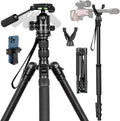 2 in1 Tripod for Camera & Hunting Tripods, 68" Camera Tripods & Monopods with Removable Handle, Aluminum Rifle Tripod & Shooting Stand, Heavy Duty Tripods for DSLR,Canon,Nikon,Sony, Extra Carry Bag