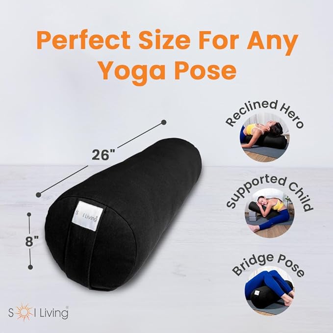 Sol Living Yoga Bolster Pillow Rectangular Meditation Cushion Cotton Meditation Accessories for Restorative Yoga Meditation Pillow Yoga Pillow Firm Body Pillow Bolster Pillow for Legs Removable Cover
