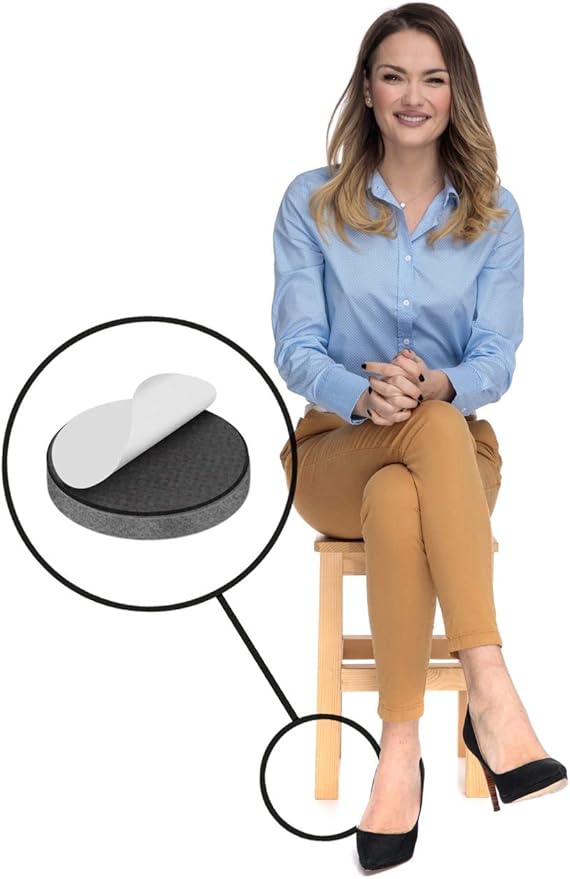 Slipstick Premium Wool Felt Furniture Feet Pads/Chair Leg Floor Protectors (1 Inch Round) Includes 16 Wool Blended Felt Feet Pads with Peel and Stick Adhesive, Gray, CB113
