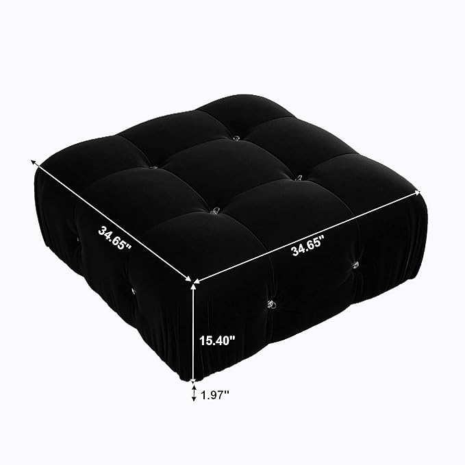 JACH Modern Ottomans Module for Living Room, Minimalist Comfy Breathable Ottoman, Velvet Ottoman for Living Room Apartment (Black)
