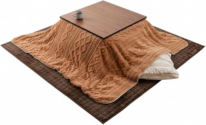 パレットライフ Palette Life Kotatsu Futon, 3D Pattern Jacquard Boa, 72.8 x 72.8 inches (185 x 185 cm), Square Caramel