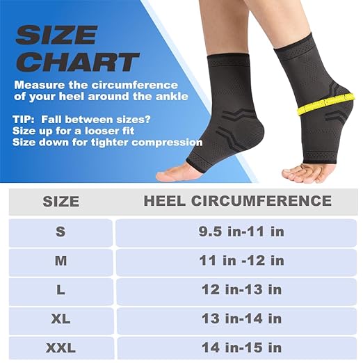 ABIRAM Ankle Brace for Women & Men, Ankle Compression Sleeve with Wrap, Foot Support Sleeve, Ankle Support for Sprained Ankle, Plantar Fasciitis Relief Socks, Achilles Tendonitis, Sports, M