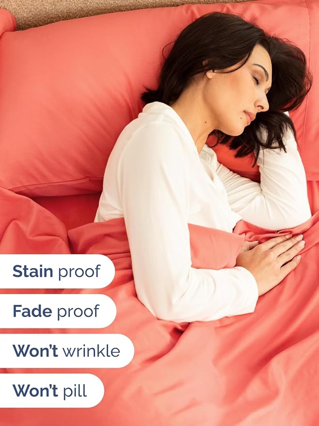 Extra Deep Pocket Cal King Sheets - 4 Piece Breathable & Cooling Bed Sheets - Hotel Luxury Bed Sheet Set - Soft, Wrinkle Free & Comfy - Easily Fits Extra Deep Mattresses - Deep Pocket Coral Sheets Set
