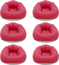 DYRABREST 6 Pcs Bean Bag Chairs for Adults, Inflatable Chairs with Foot Pump, Red Folding Blow Up Couch, Flocking Portable Lazy Sofa for Movie Night, Living Room, Camping, 220lbs Load Capacity