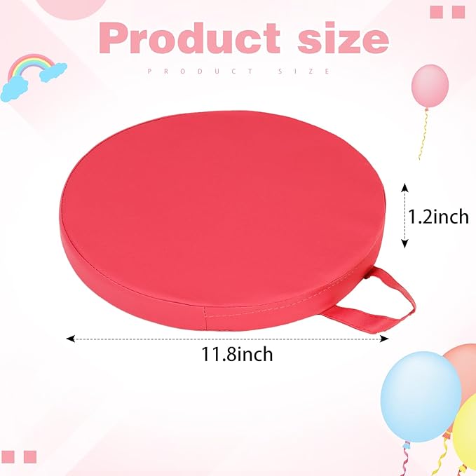 Huwena 24 Pack Floor Cushions 12x12inch Classroom Floor Seating Pillows Bulk Kids Flexible Cushion with Handles for Home School Kindergarten Daycare Nursery(Vivid Color,Round)