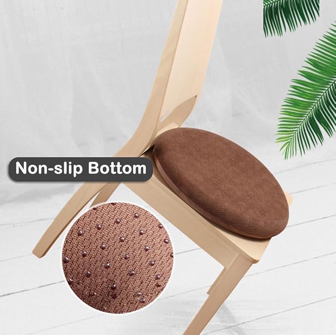 Sigmat Memory Foam Seat Cushion Anti-Slip Soft Round Stool Cushion Chair Pad 15 Inch Coffee
