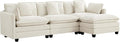 UMBFUN 3-Seater Cloud Couch with Ottoman, Oversized Comfy Modular Sectional L Shaped Sofa with Deep Seats, Chenille Couch for Living Room, Beige