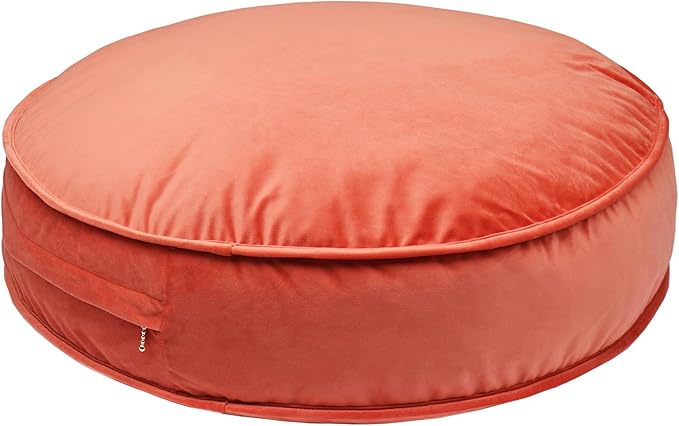 YIUOR Round Floor Pillow Cover Velvet Throw Seating Pouf Yoga Meditation Cushion Plush Case Reading Room Decor Cover Only (25.6IN, Brick Red)