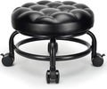 LWADALN Low Height Rolling Stool Roller Stool PU Leather Comfortable Seat 360°Swivel Rotating, Modern Rolling Chair for Home Office Garage Shop
