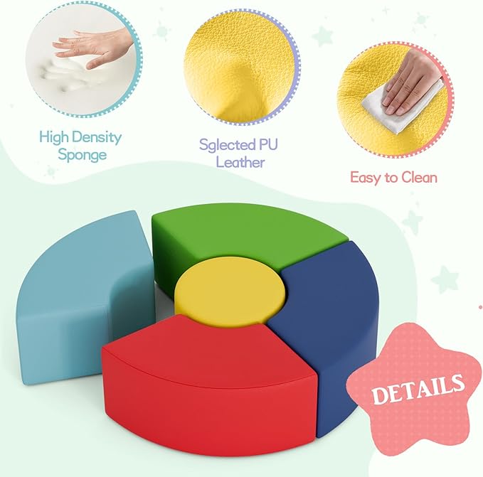 UMOMO MX-01 10 PCS Kids Sofa Set, Daycares Chairs for Toddlers Activities, Colorful Modular Flexible Seating Set for Home Preschool Playroom