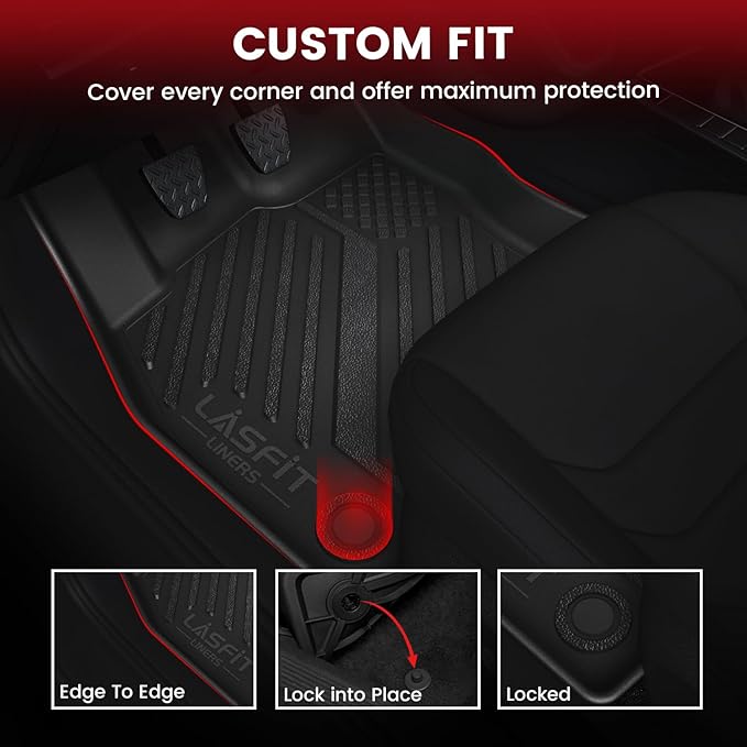LASFIT Floor Mats & Cargo Mats for Volkswagen Jetta & Jetta GLI 2019-2026, All Weather TPE Custom Fit Floor Liners for VW Jetta Accessories 1st & 2nd Row Car Mats & Trunk Liners, Easy to Clean, Black