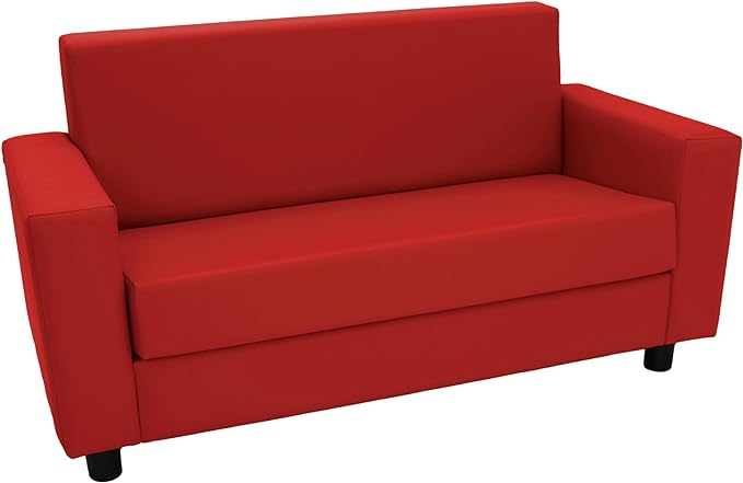 Factory Direct Partners SoftScape Inspired Playtime Classic Reading Sofa, Children's Commercial-Grade Upholstered Furniture for Home, Daycare, Preschool, Library; Comfy Modern Design - Red, 14473-RD