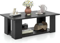 Tangkula 2-Tier Coffee Table, Modern Rectangular Center Cocktail Table with 5 Support Legs, Wooden Accent Living Room Furniture, Small Coffee Table for Small Spaces, Easy Assembly (Black)