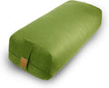 Yoga Bolster Pillow 26x10.5x5.5in Rectangular Meditation Cushion for Massage and Back Support, Breathable Cotton Fill, Zippered Organic Cotton Cover, Easy-Carry Handle, Machine Washable (Green)