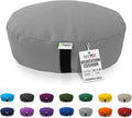 BEAN PRODUCTS Zafu Meditation Pillows for Sitting on Floor, Yoga Cushion, Cotton/Buckwheat fill Yoga Pillow, Zafu Meditation Cushion, Zen Kneeling Prayer Pad- MADE IN USA - 14"x18" Oval - STONE GRAY